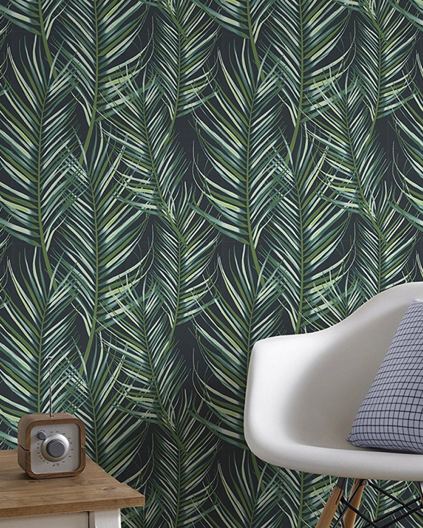 papier peint chambre tropical palmes