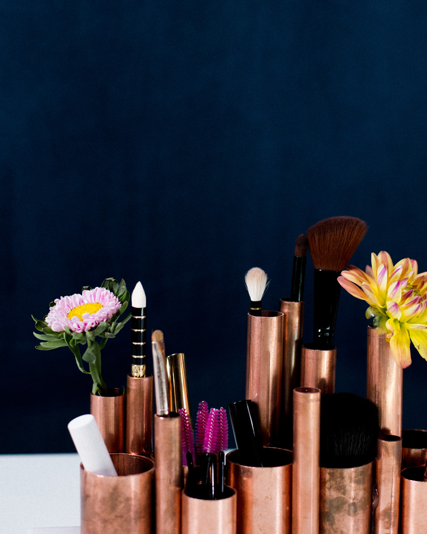rangement maquillage diy tuyaux cuivre